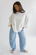 YARA - T-Shirt Oversize Manches 3/4 (Coloris broderie au choix)
